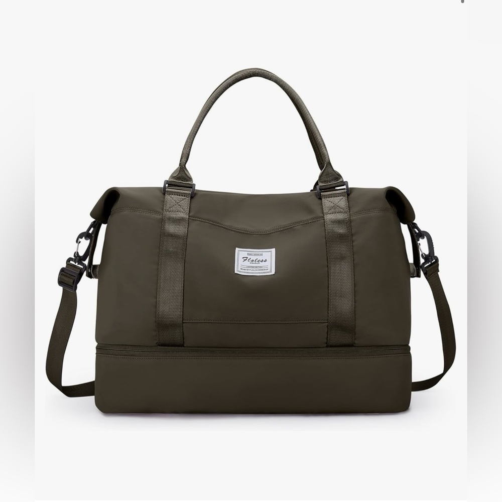 Weekender Travel bag with shoe compartment in coffee brown